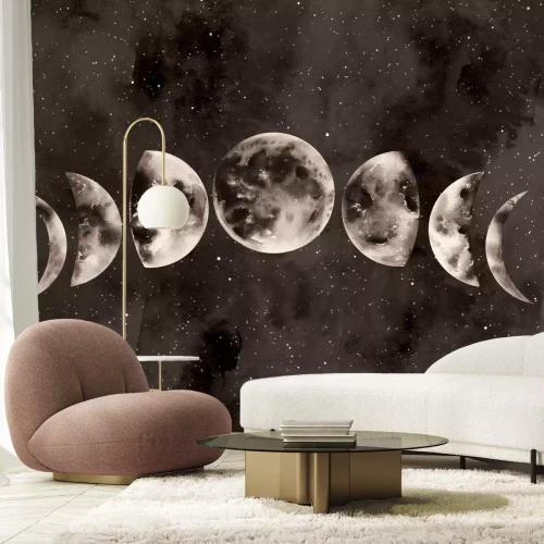 Papier peint  Motif de phases de lune dans un style aquarelle