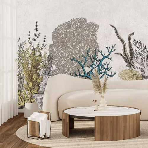 Papier peint  Motif de mer de corail sur un fond texturé