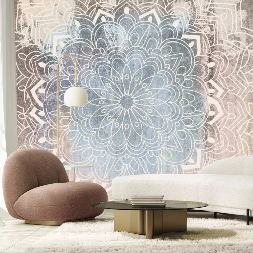 Papier peint  Mandala sur fond de béton texturé