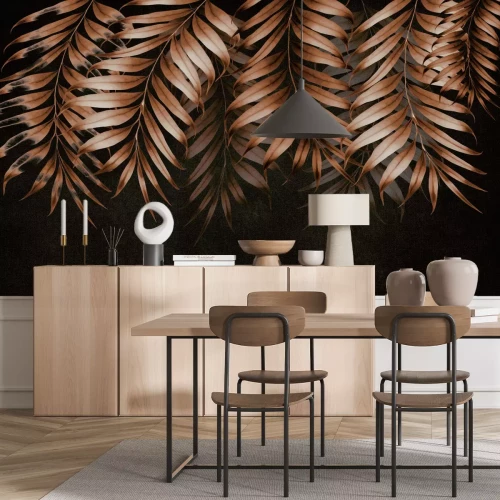 Papier peint  Feuilles d'automne sur fond noir