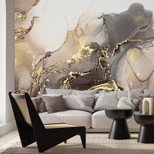 Papier peint  Fond de marbre aquarelle avec de l'or
