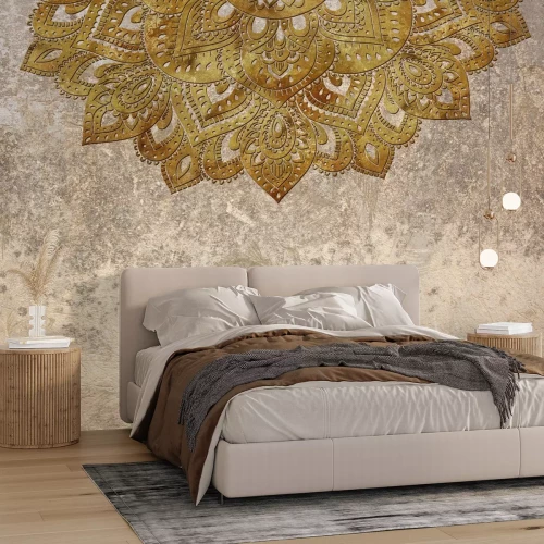 Papier peint  Mandala sur fond texturé en béton