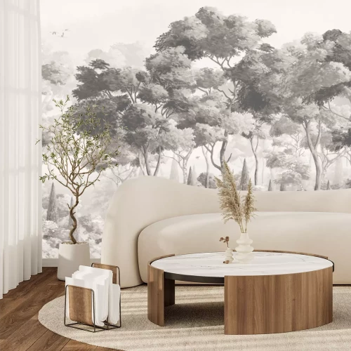 Papier peint  Paysage vintage d'une forêt luxuriante