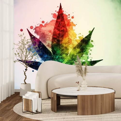 Papier peint  Feuille de chanvre colorée