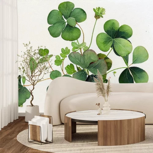 Papier peint  Plante de trèfle verte peinte à l'aquarelle
