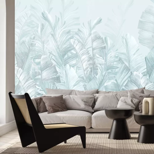 Papier peint  Motif de feuille de bananier tropicale aux couleurs monochromes
