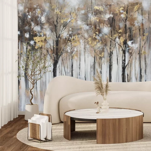 Papier peint  Paysage abstrait avec des arbres dans une forêt d'automne