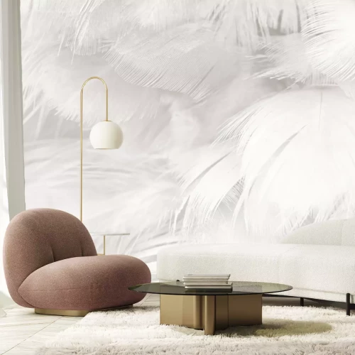 Papier peint  Plumes blanches en gros plan