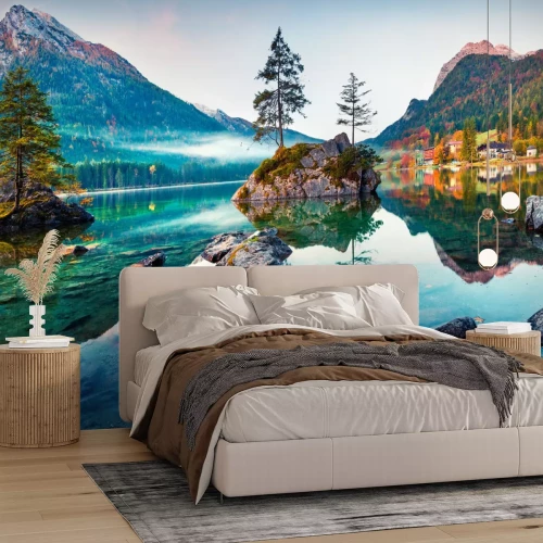 Papier peint  Paysage d'automne au bord d'un lac de montagne