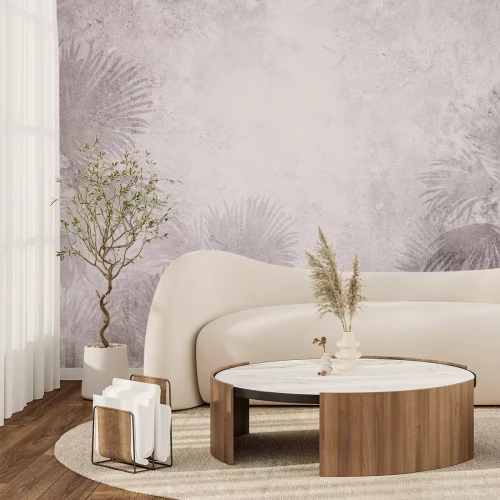 Papier peint  Végétation exotique sur fond de béton