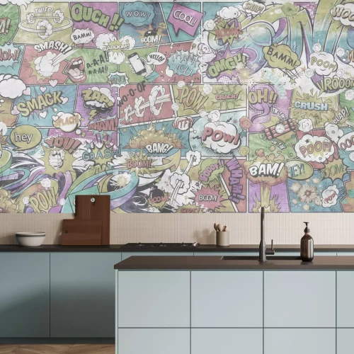 Papier peint  Fond de motif de bande dessinée avec des bulles de dialogue et des inscriptions