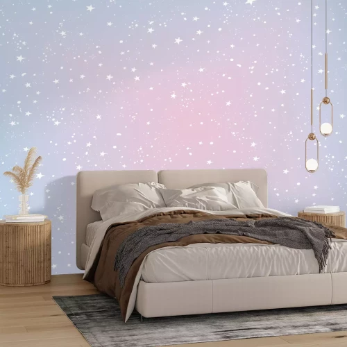 Papier peint  Des étoiles dans le ciel bleu-rose