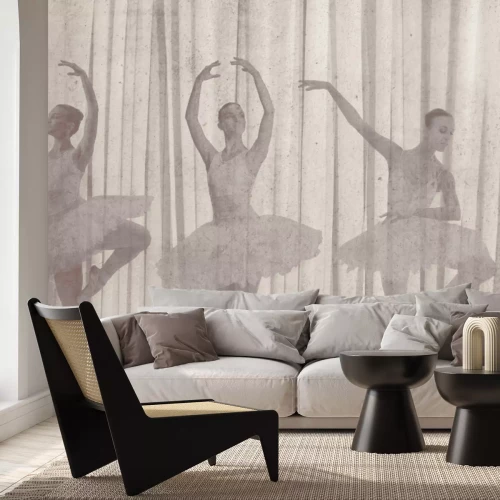 Papier peint  Ballerines dansantes sur un fond effet béton