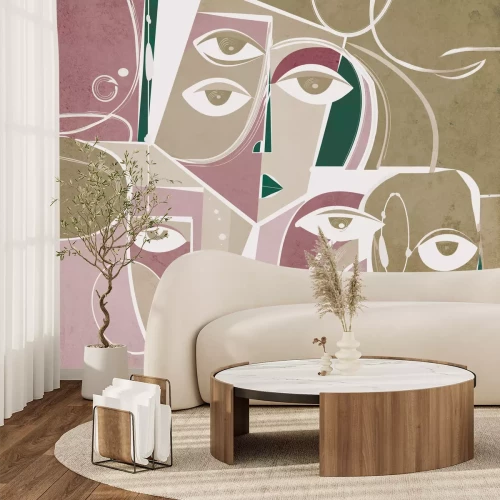 Papier peint  Visages abstraits de style géométrique