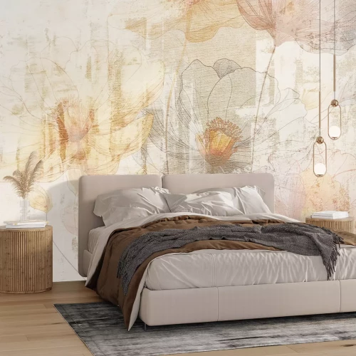 Papier peint  Peinture murale de fleurs à l'aquarelle