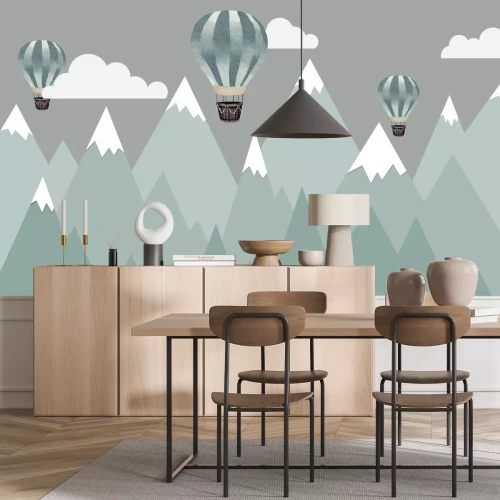 Papier peint  Ballons sur un paysage de montagne pour les enfants