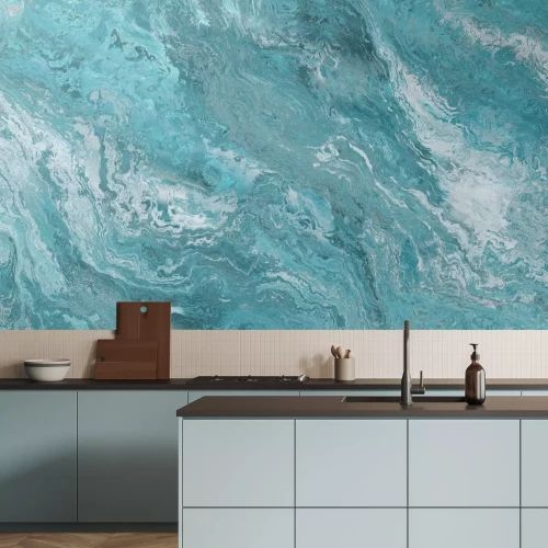 Papier peint  Vagues de la mer bleues abstraites