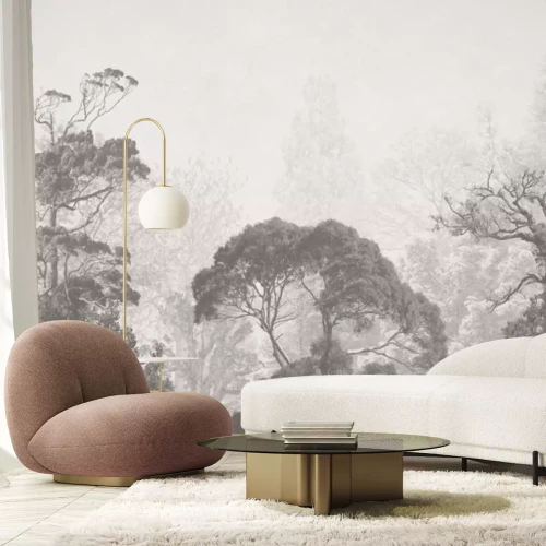 Papier peint  Paysage forestier aux couleurs monochromes