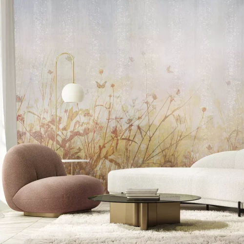 Papier peint  Fleurs sauvages sur fond texturé