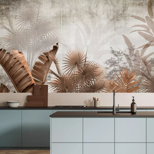 Papier peint  Feuilles tropicales aux couleurs d'automne