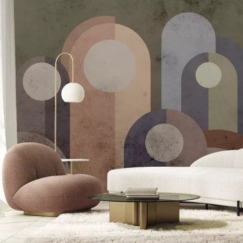 Papier peint  Motif moderne de formes géométriques sur un fond texturé