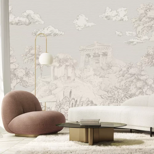 Papier peint  Paysage avec ruines dans le jardin