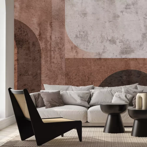 Papier peint  Figures géométriques, composition moderne en bronze