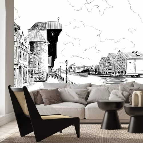 Papier peint  Croquis d'architecture en noir et blanc à Gdańsk