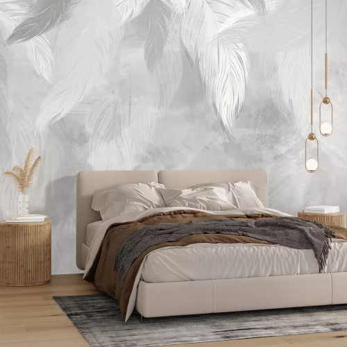 Papier peint  Plumes brillantes dans le style de la peinture sur béton