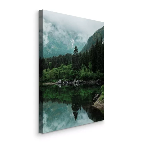 Tableau  Paysage vert avec lac de montagne