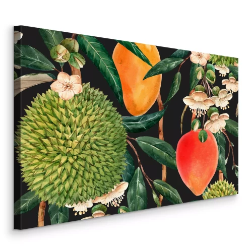 Tableau  Durians et mangues dans une composition tropicale