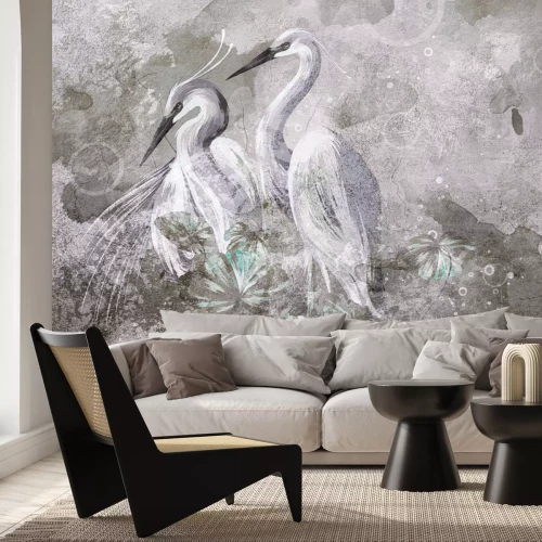 Papier peint  Hérons dans une approche abstraite V2