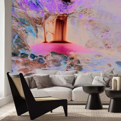 Papier peint  Paysage forestier avec cascade et rochers