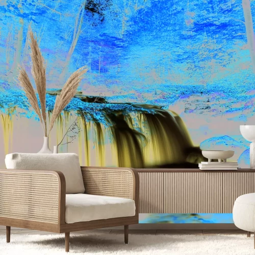 Papier peint  Paysage forestier d’automne avec une cascade