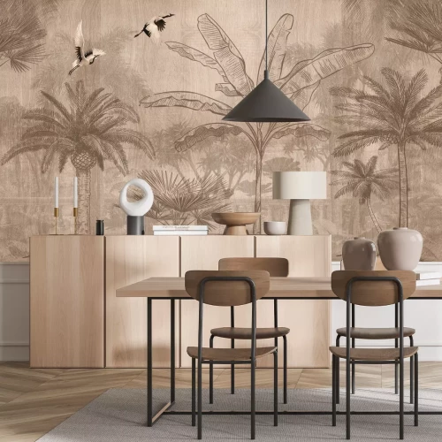 Papier peint  Paysage avec palmiers au style vintage