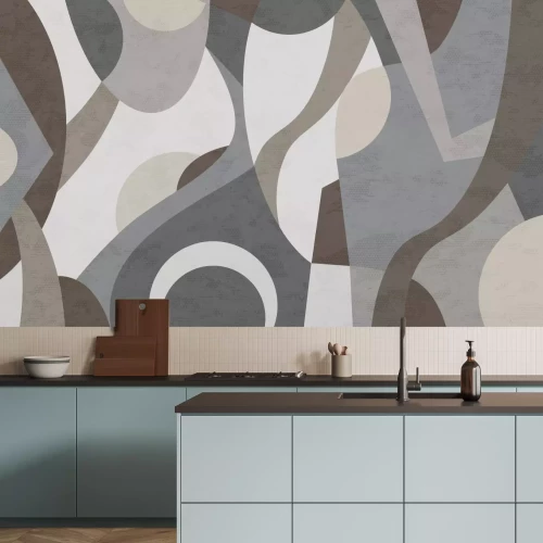 Papier peint  Abstraction géométrique couleurs grises et brunes motif moderne