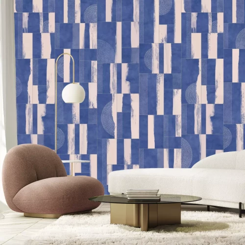 Papier peint  Abstraction géométrique dans des tons de bleu, design moderne