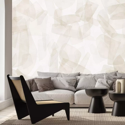 Papier peint  Formes géométriques en style aquarelle sur fond clair, motif minimaliste