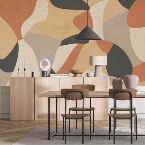 Papier peint  Formes abstraites sur fond texturé dans un style moderne