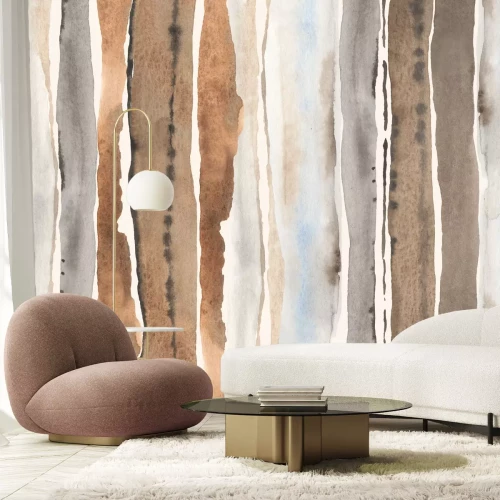 Papier peint  Motif aquarelle avec des rayures verticales de style vintage