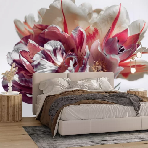 Papier peint  Tulipes sur fond clair motif floral