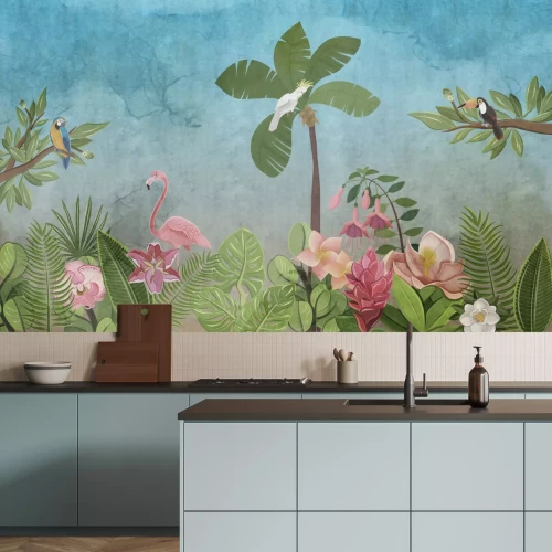 Papier peint  Oiseaux Exotiques Paysage Tropical