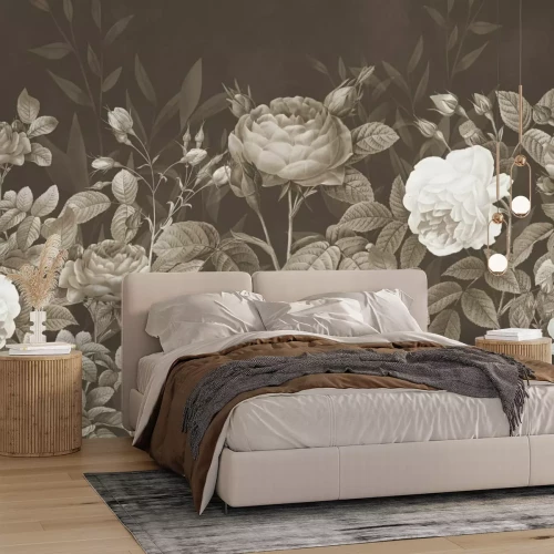 Papier peint  Motif floral avec des roses au style vintage
