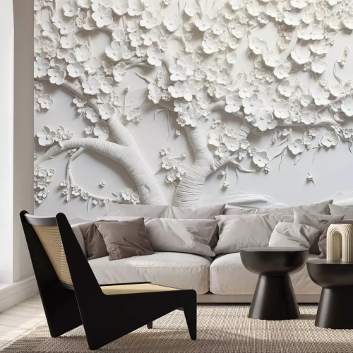 Papier peint  Arbre de cerisier 3D avec des fleurs