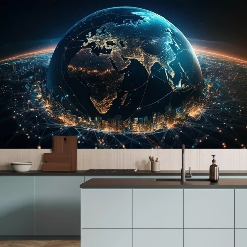 Papier peint  Globe technologique abstrait