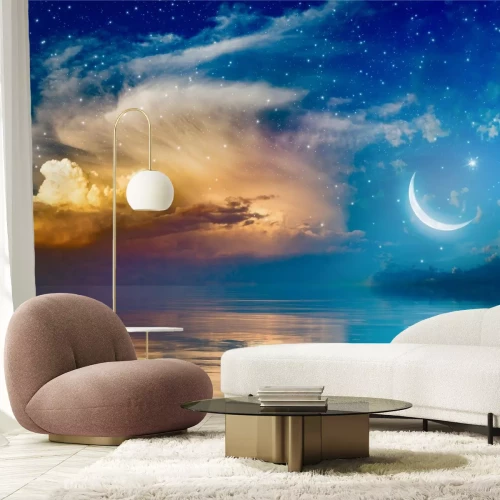 Papier peint  Nuit étoilée au bord de la mer