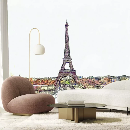 Papier peint  Aquarelle colorée de la ville de Paris