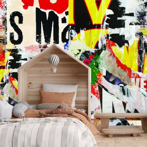 Papier peint  Art de rue coloré en imitation de journal