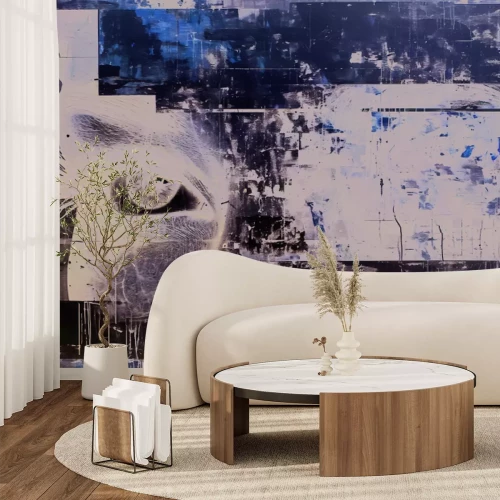 Papier peint  Fresque artistique avec un visage de femme