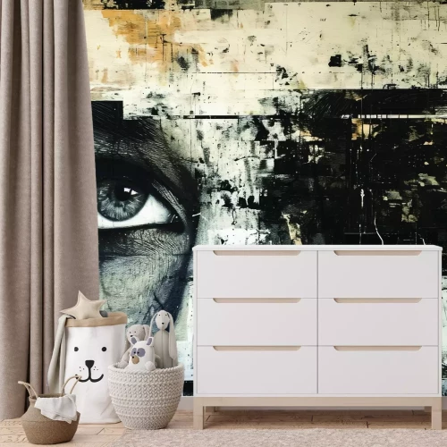 Papier peint  Fresque artistique avec un visage de femme